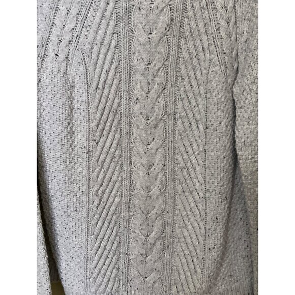 Lands End Womens Grey Cable Knit Sweater M Cotton - Picture 2 of 9